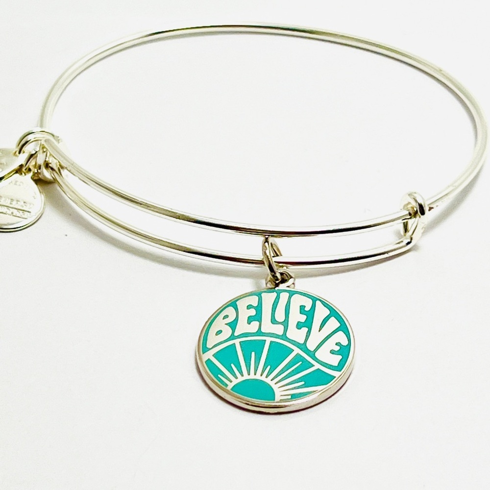 Alex and Ani Shiny Silver “Believe” Bangle Bracelet